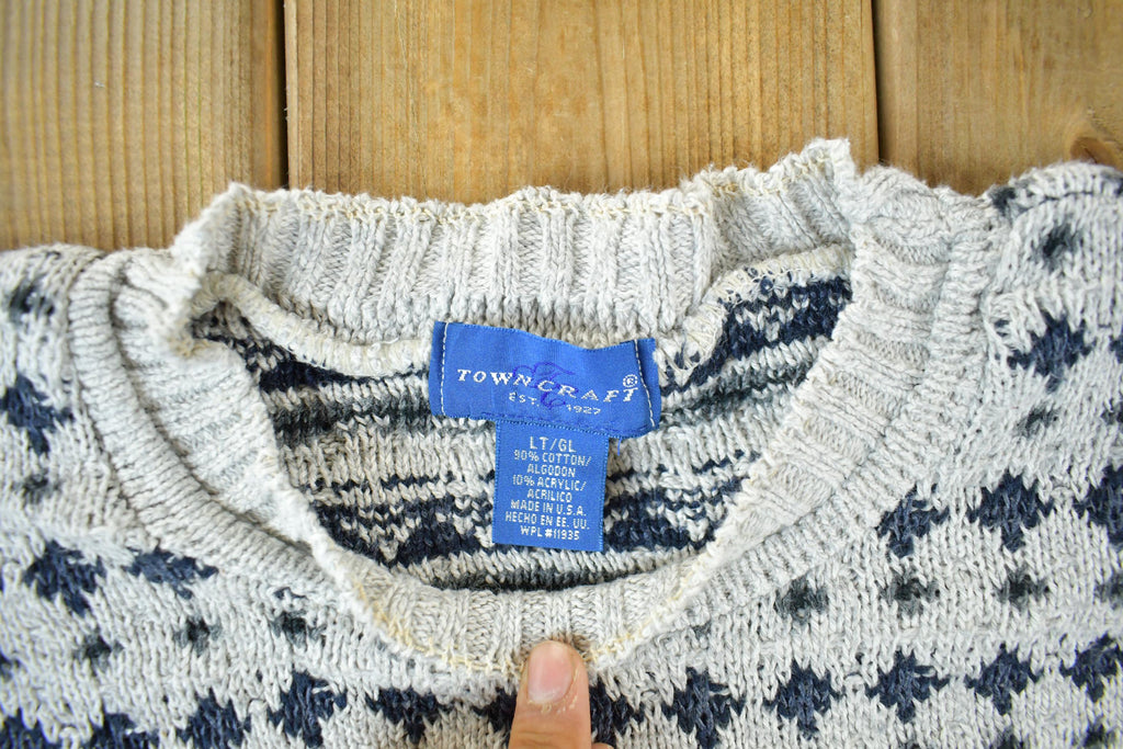 Vintage 1990s Towncraft Knit Abstract Pattern Crewneck Sweater Men's Large  Made In USA  90s Crewneck  Preppy Knits