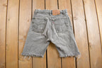 Vintage 1980s Levi's 505 Grey Light Wash Cut Offs