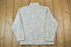Vintage 1990s Maxon Tapestri Full Zip All Over Print Knit Heart Crewneck Sweatshirt