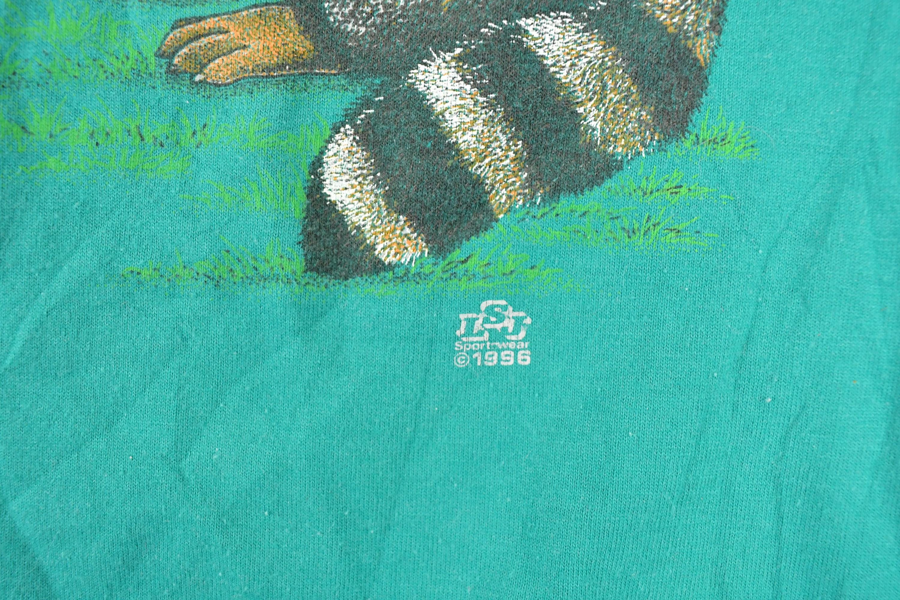 Vintage 1996 Cotton Grove Naughty Racoons FAB Nature Animal Graphic Collared T-Shirt Men's