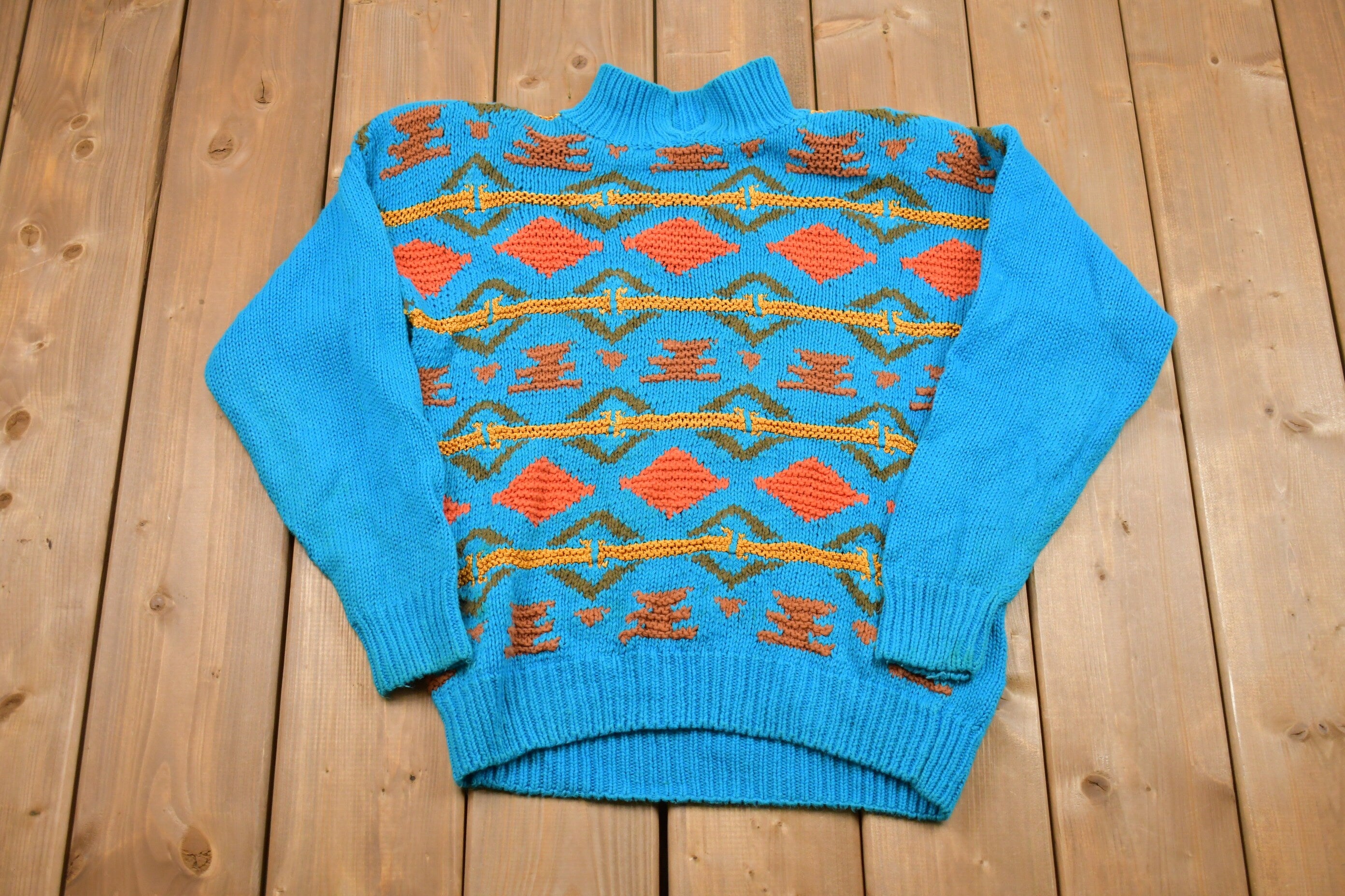 Vintage Knitted Geometric Design Sweater