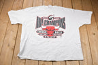 Vintage 1997 Chicago Bulls 5 Time Champions Logo Athletic Made In USA Graphic T-Shirt