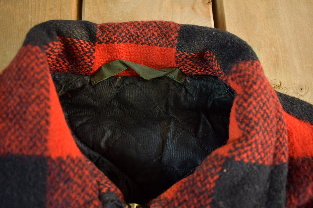 Vintage 1980s Wool Buffalo Plaid Button Up Shacket Men's XL