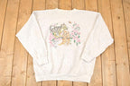 Vintage 1990s Cute Playing Kitty Butterfly Graphic Print Crewneck Sweatshirt Women's XL