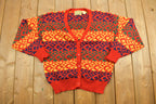 Vintage 1990s Abstract Vibrant Knitted Cardigan Button Up Sweater
