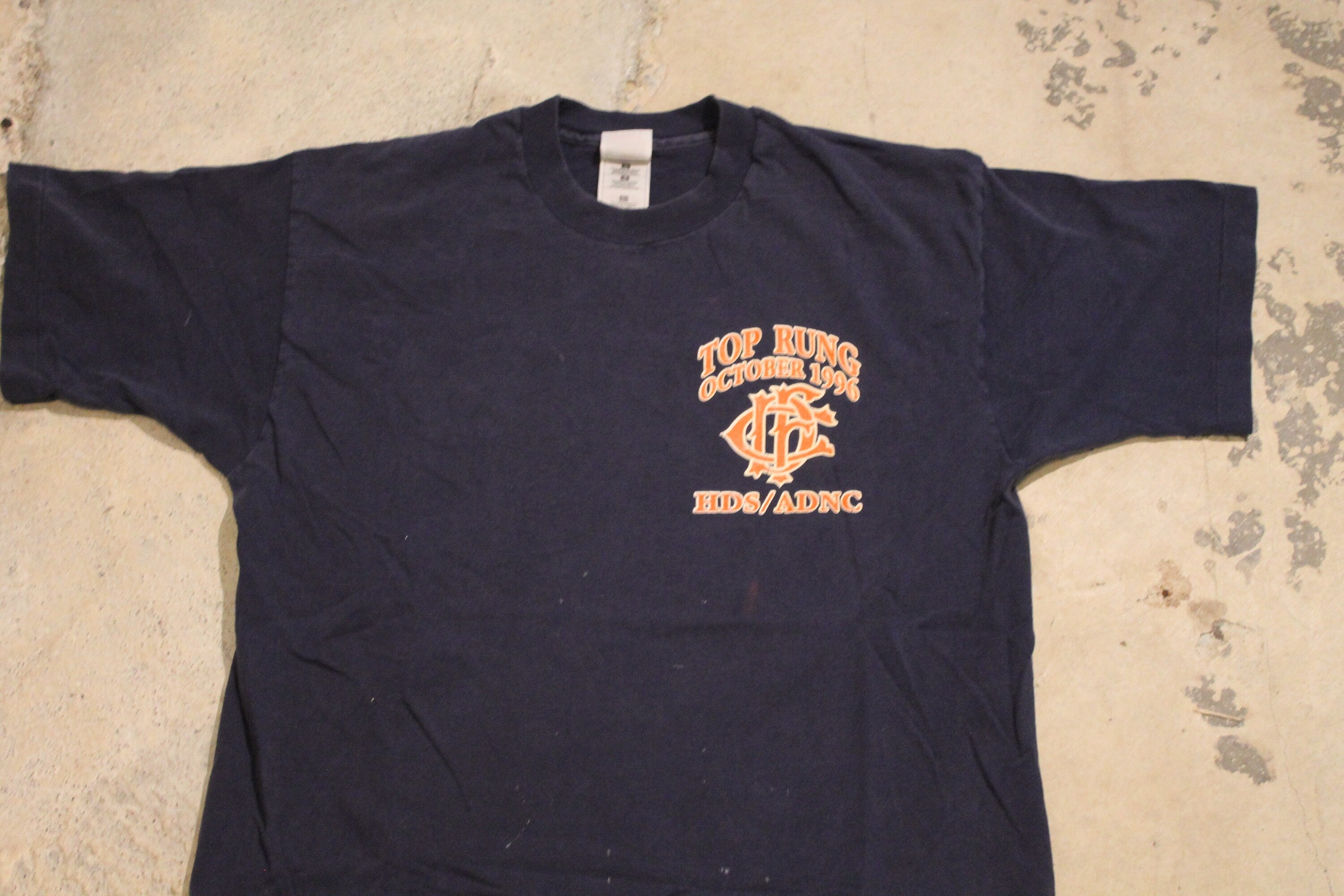 Vintage 1996 Top Rung HDS ADNC Firefighter Graphic T Shirt