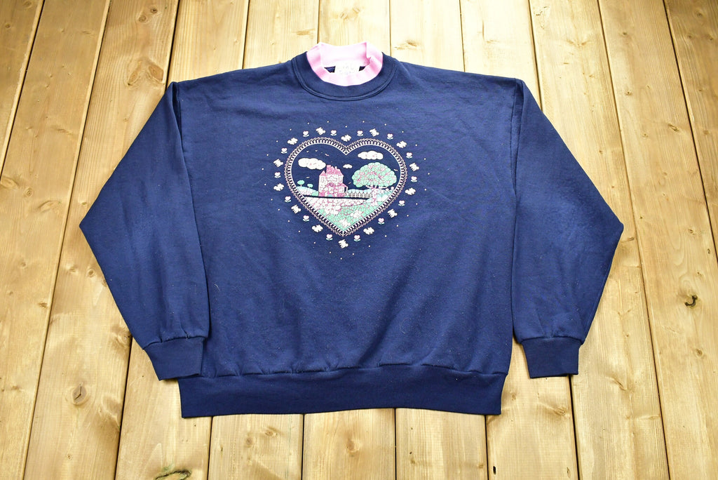 Vintage 90's Cute Heart Embroidered Crewneck