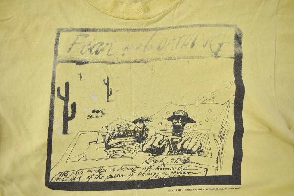 Vintage 1970S Fear and Loathing In Las Vegas Single Stitch Graphic T Shirt Made In USA Size Large