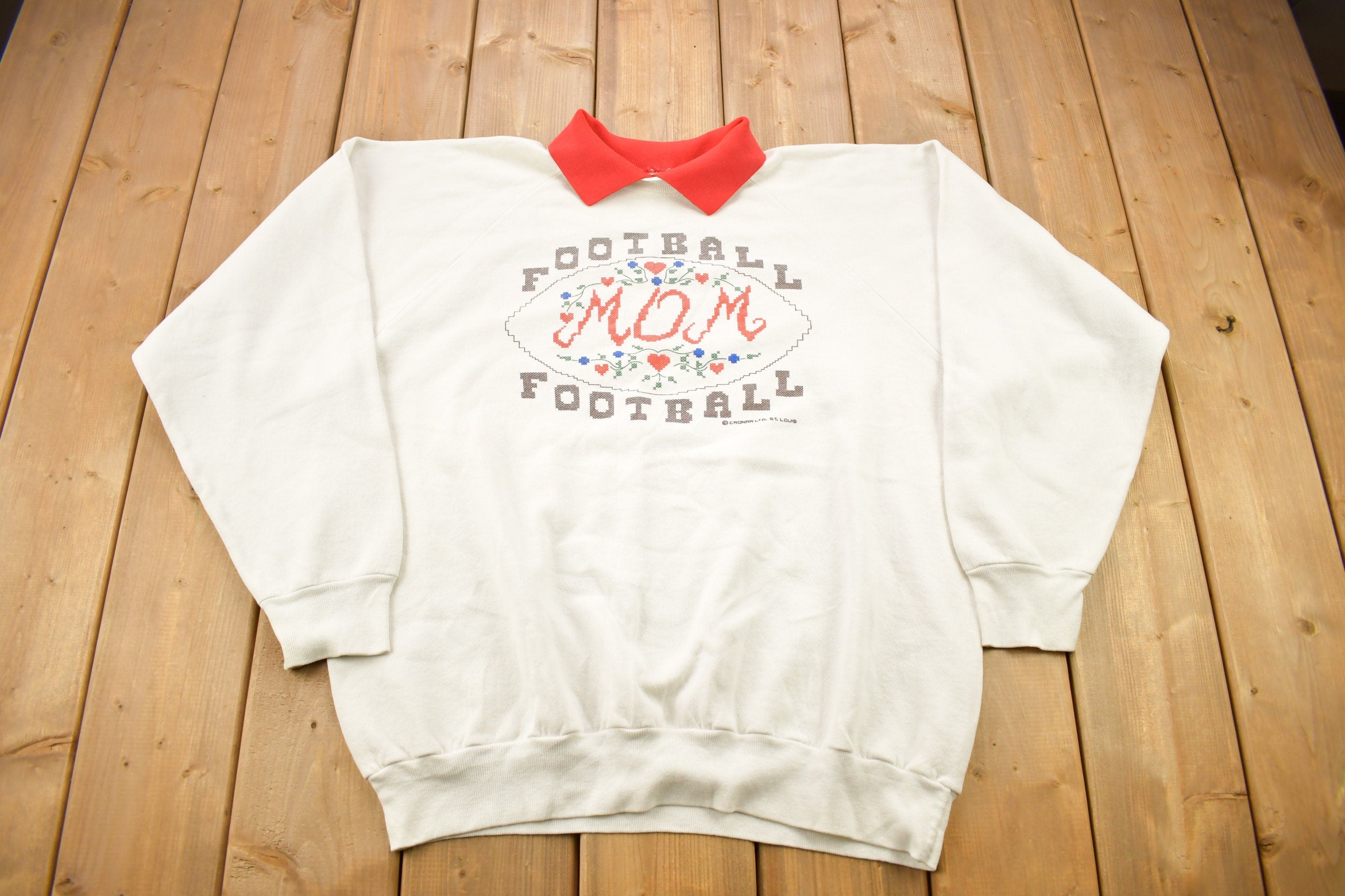 Vintage 1990s Football Mom Theme Crewneck Sweatshirt