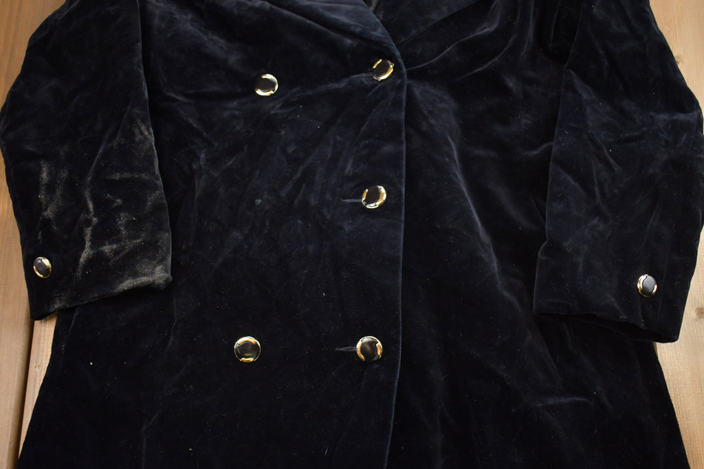 Vintage 1970s Lou Ritchie Velour Full Length Double Breasted Coat