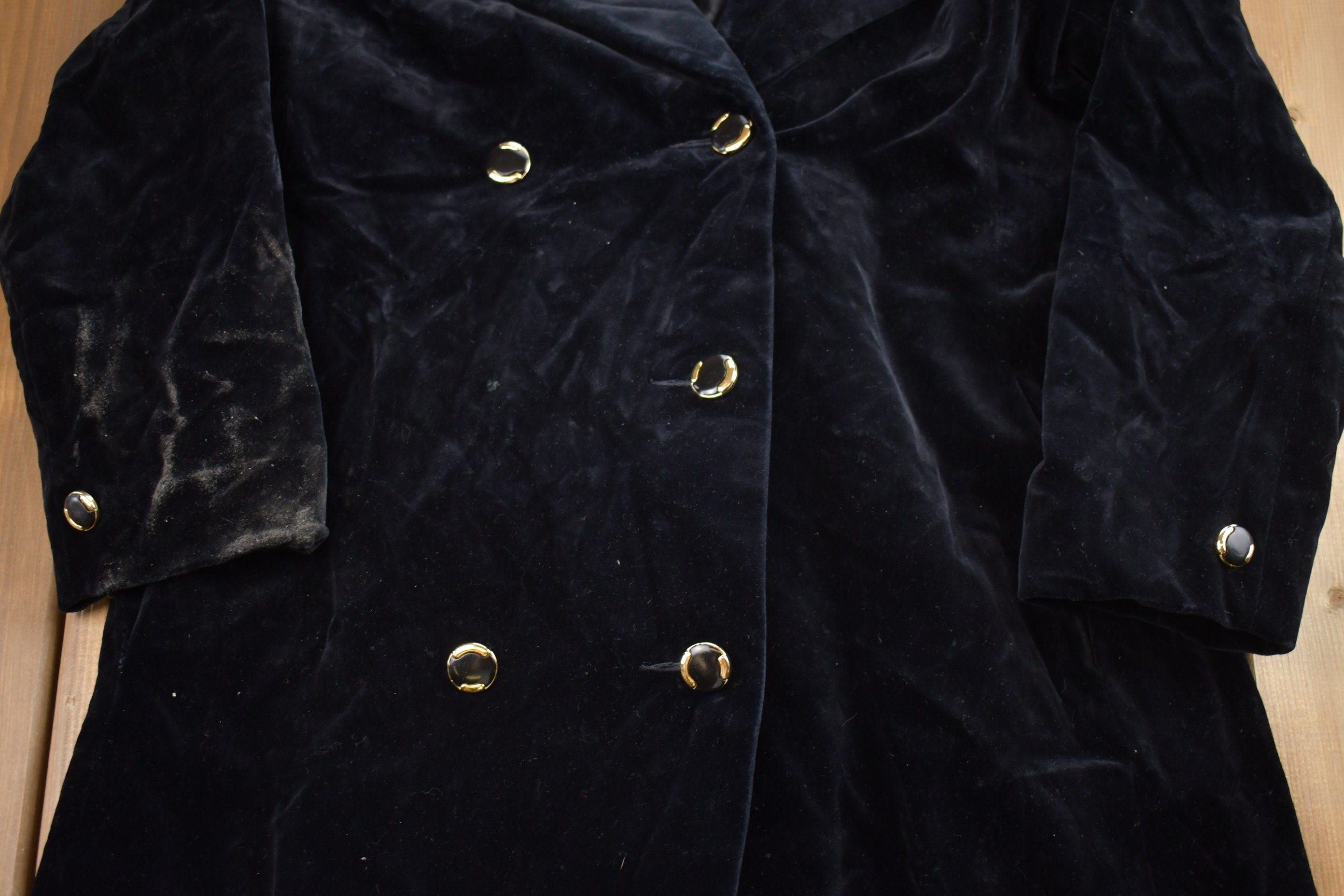 Vintage 1970s Lou Ritchie Velour Full Length Double Breasted Coat