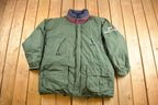 Vintage 1990s Nautica Puffer Jacket Size XL / Embroidered / Parka Jacket / Streetwear / Earth Tones