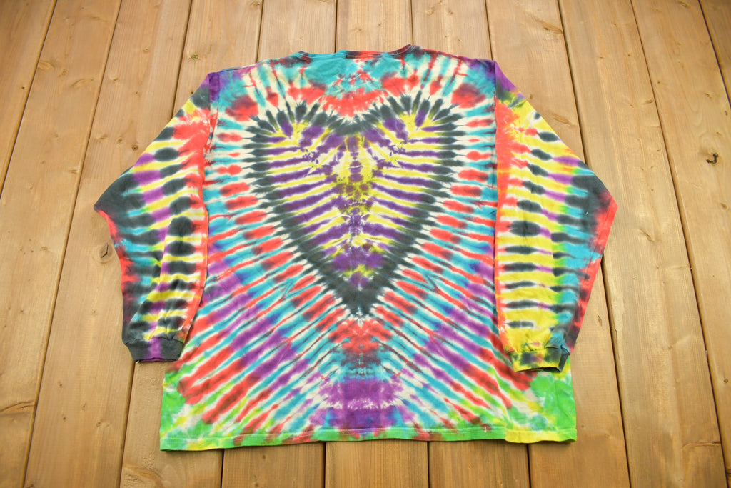 Vintage 1990s Hanes Her Way Tie Dye Heart Graphic Long Sleeve T Shirt