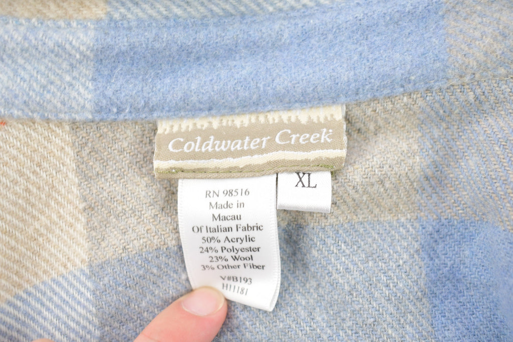 Vintage 1990s Light Blue Plaid Flannel Button Up Shirt