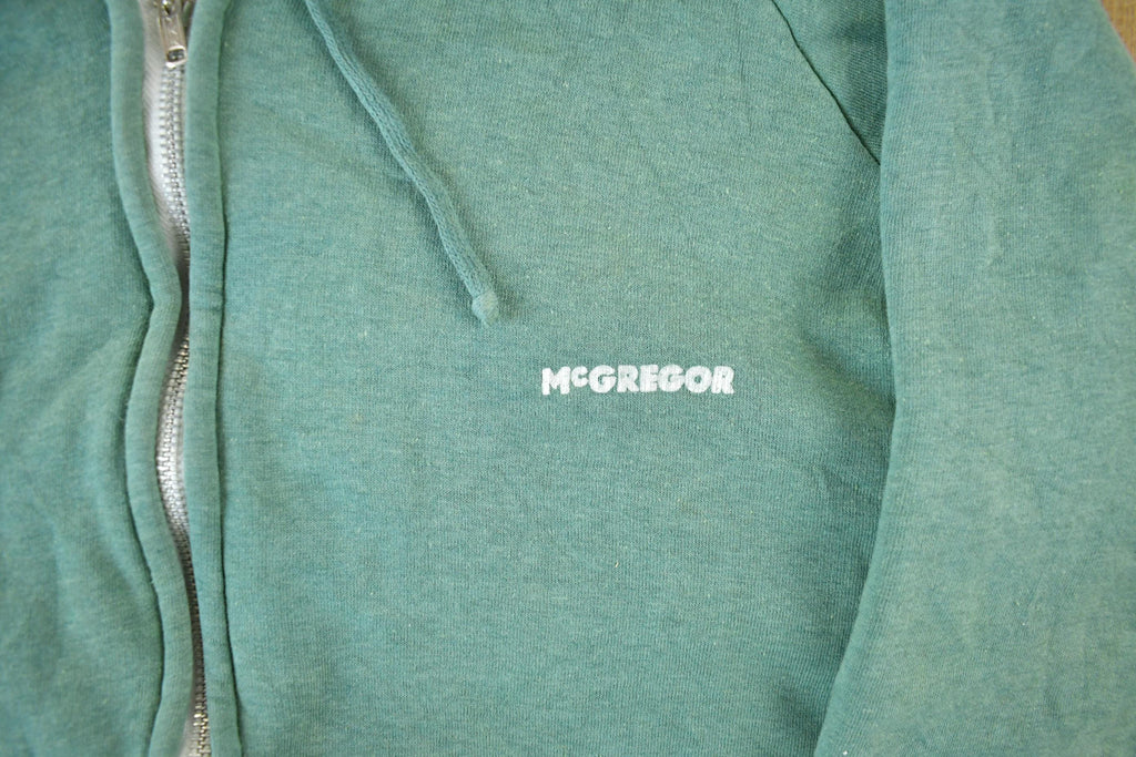 Vintage 1980s McGregor Competitors Thermal Lined Full Zip Blank Hoodie Men's Small  80s Hoodie  Sun Faded  Blank  Heavyweight