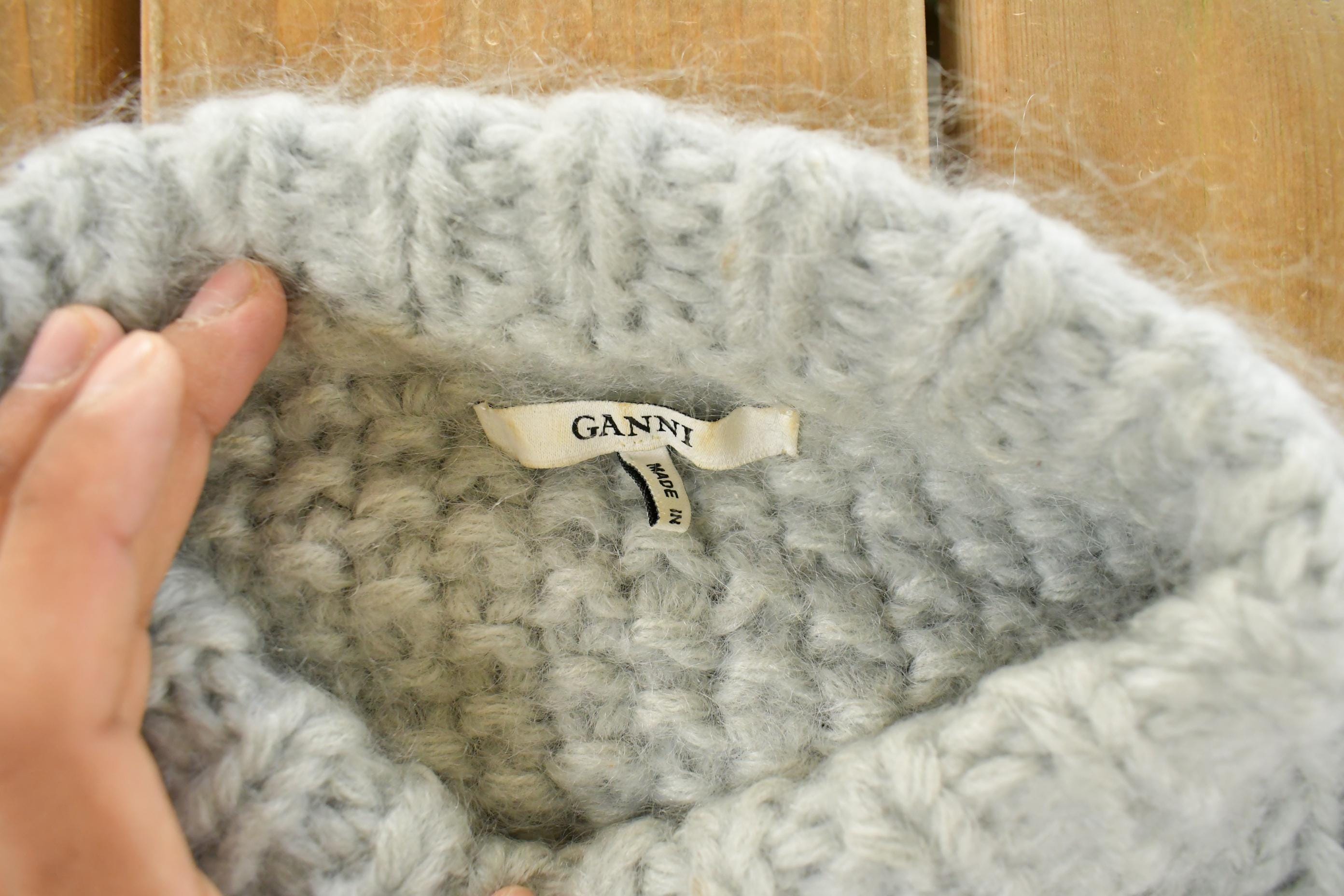 Vintage 2000s Ganni Wool Mohair Knit Mockneck Sweater Women's Large