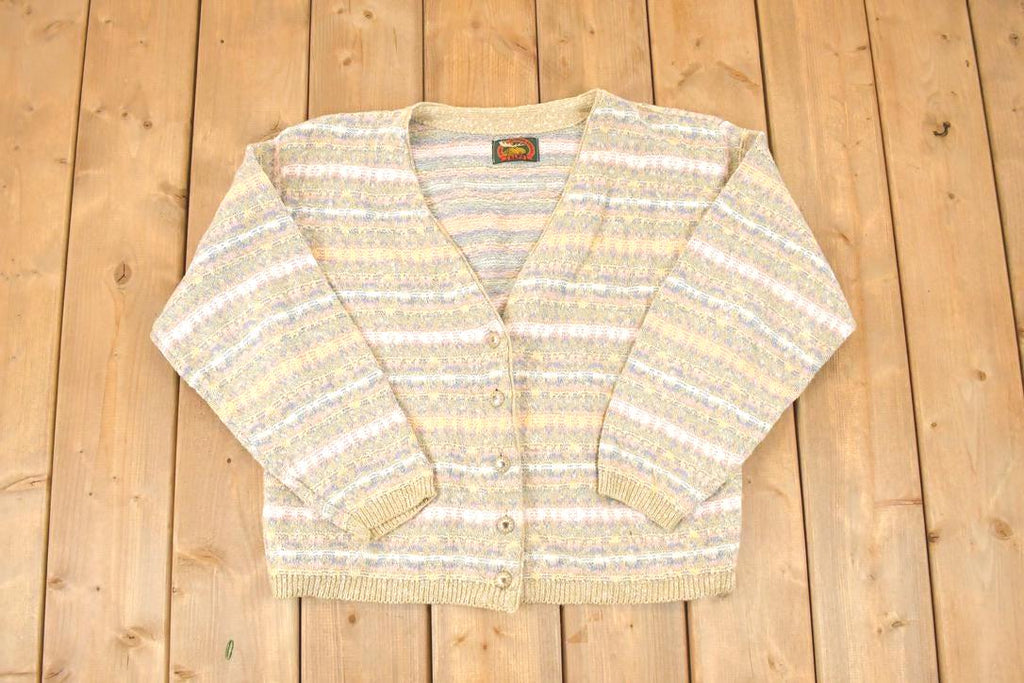 Vintage 1990s Alps Fine Women's Apparel Abstract Knit Cardigan Sweater Womens L