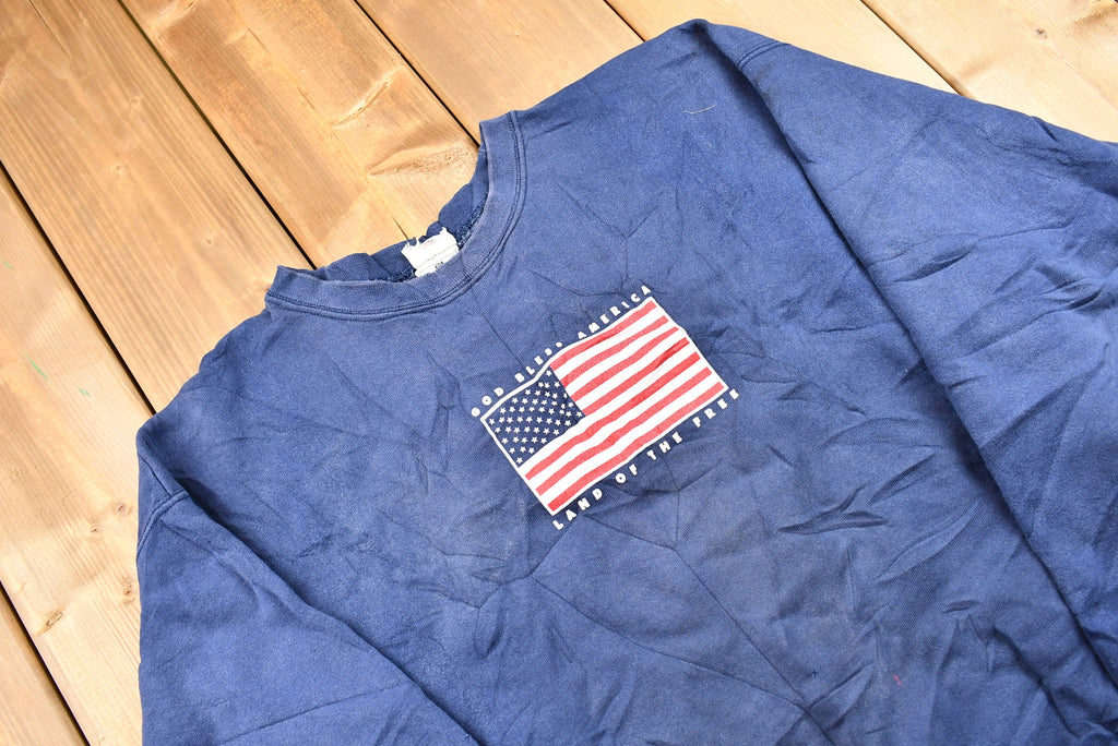 Vintage 1990s American Flag Crewneck Sweatshirt