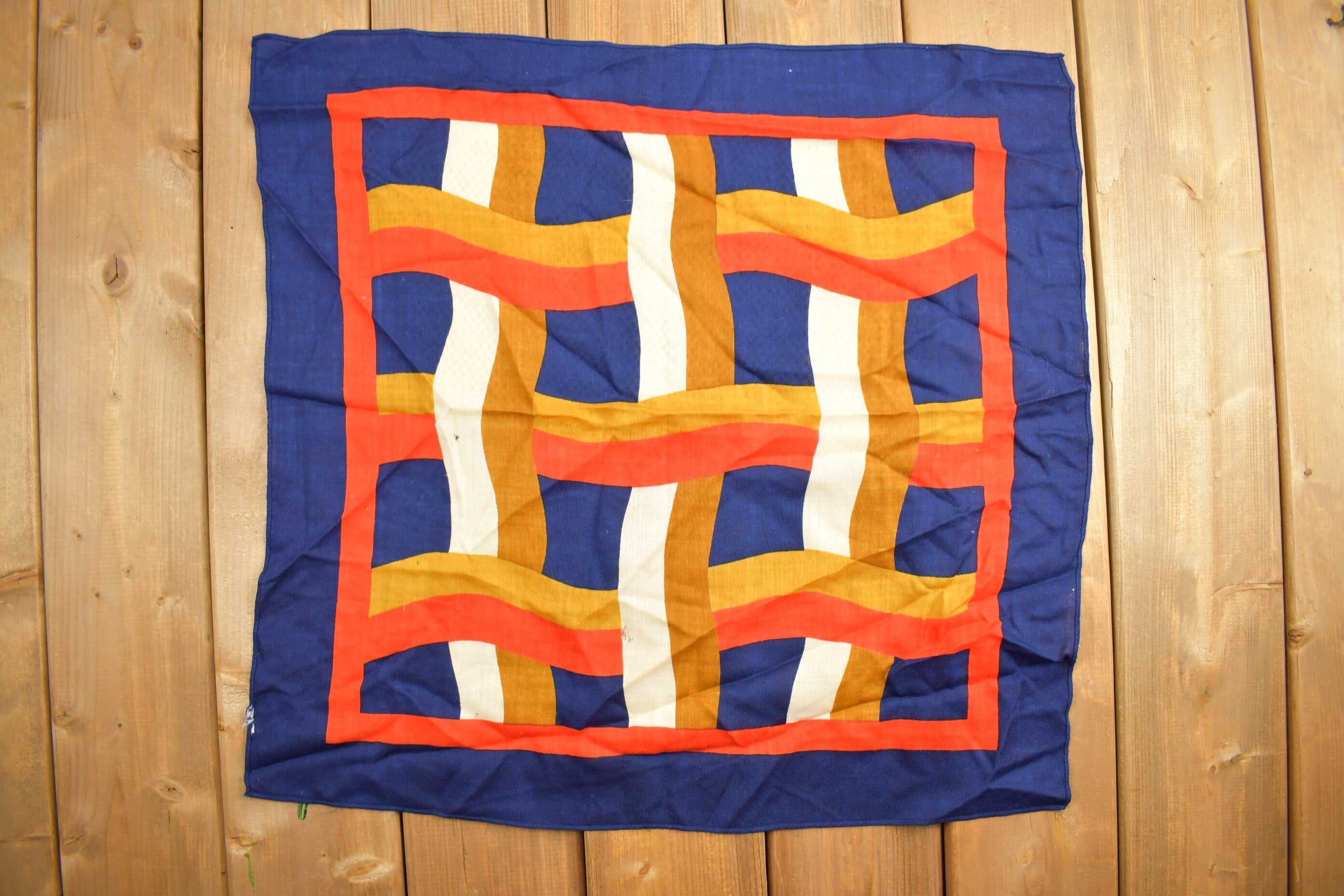 Vintage 1980s Abstract Woven Pattern Scarf