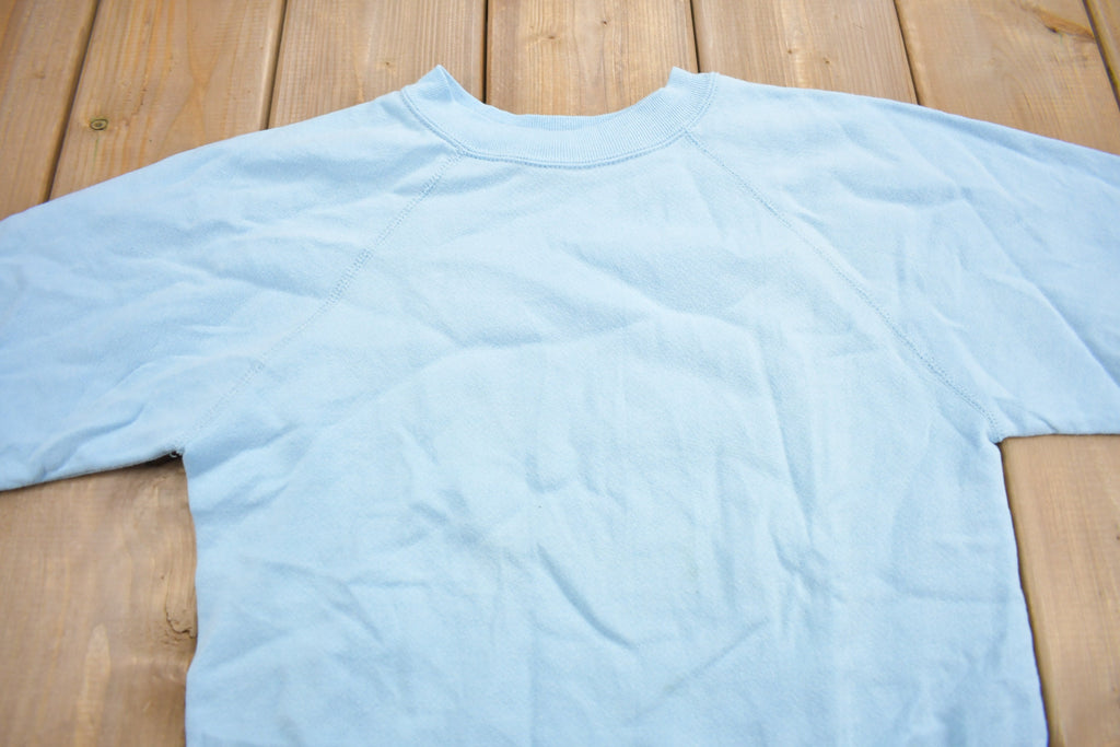 Vintage 1980s Light Blue Blank Raglan Crewneck Sweatshirt