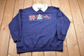 Vintage 1990s Spirit Of The Season Bird Graphic Collared Sweatshirt , Animal , Bird Print , Wilderness , Pullover Sweatshirt
