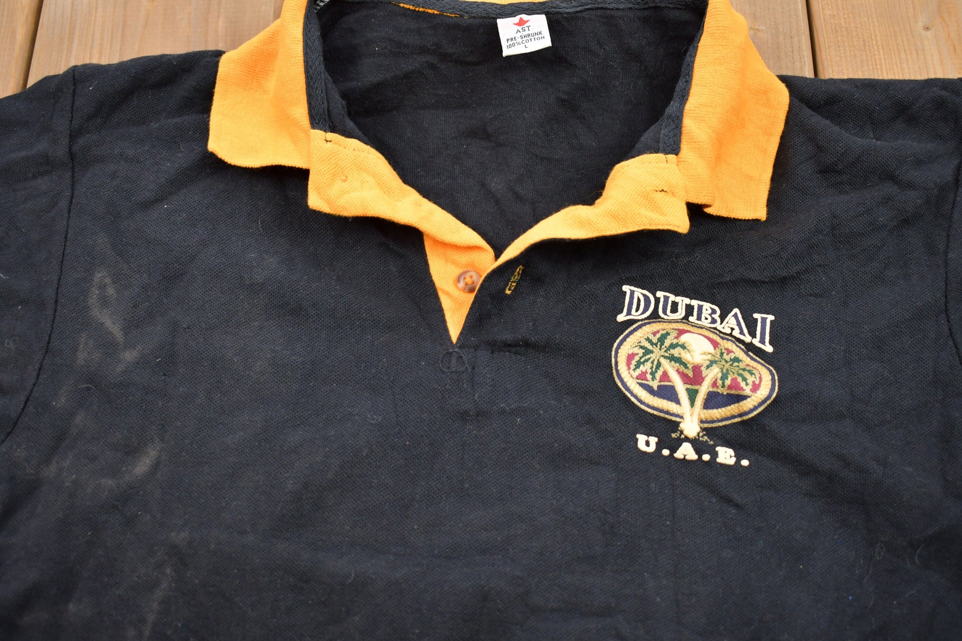 Vintage 1990s Dubai United Air Emirates Graphic Polo Shirt  Embroidered Polo  Streetwear  Retro Style  Short Sleeve Shirt  Made In USA