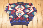 Vintage 1980s Boston Traders Abstract Wool Knit Crewneck Sweater Men's L