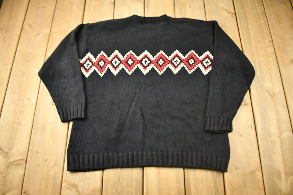 Vintage 1990s B.Moss Clothing Company Knitted V-Neck Sweater