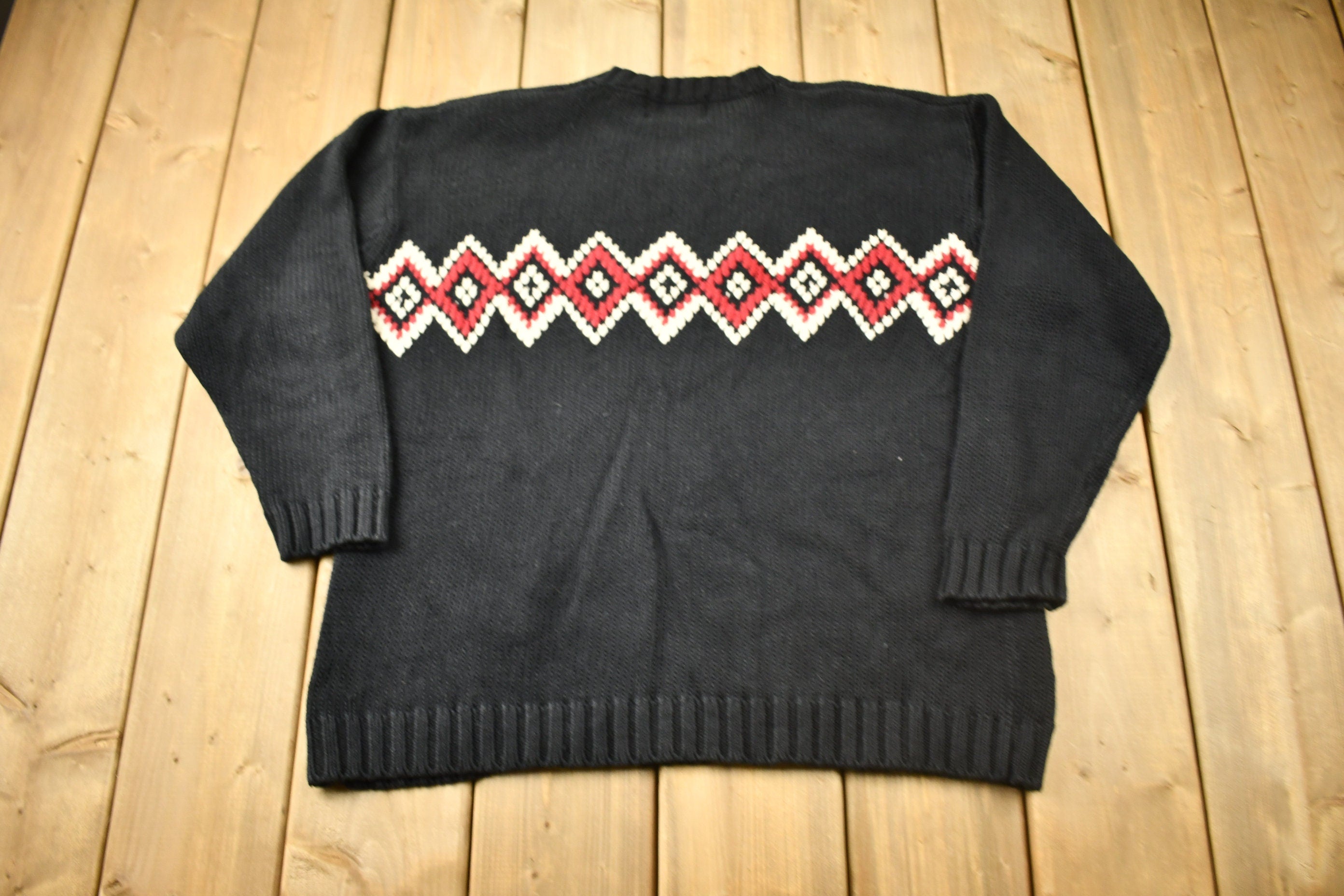 Vintage 1990s B.Moss Clothing Company Knitted V-Neck Sweater