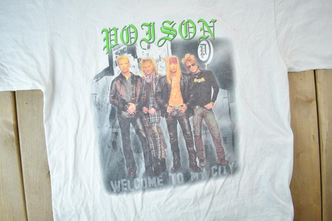 Vintage 2002 Poison Welcome To My City World Tour Graphic Band T-Shirt