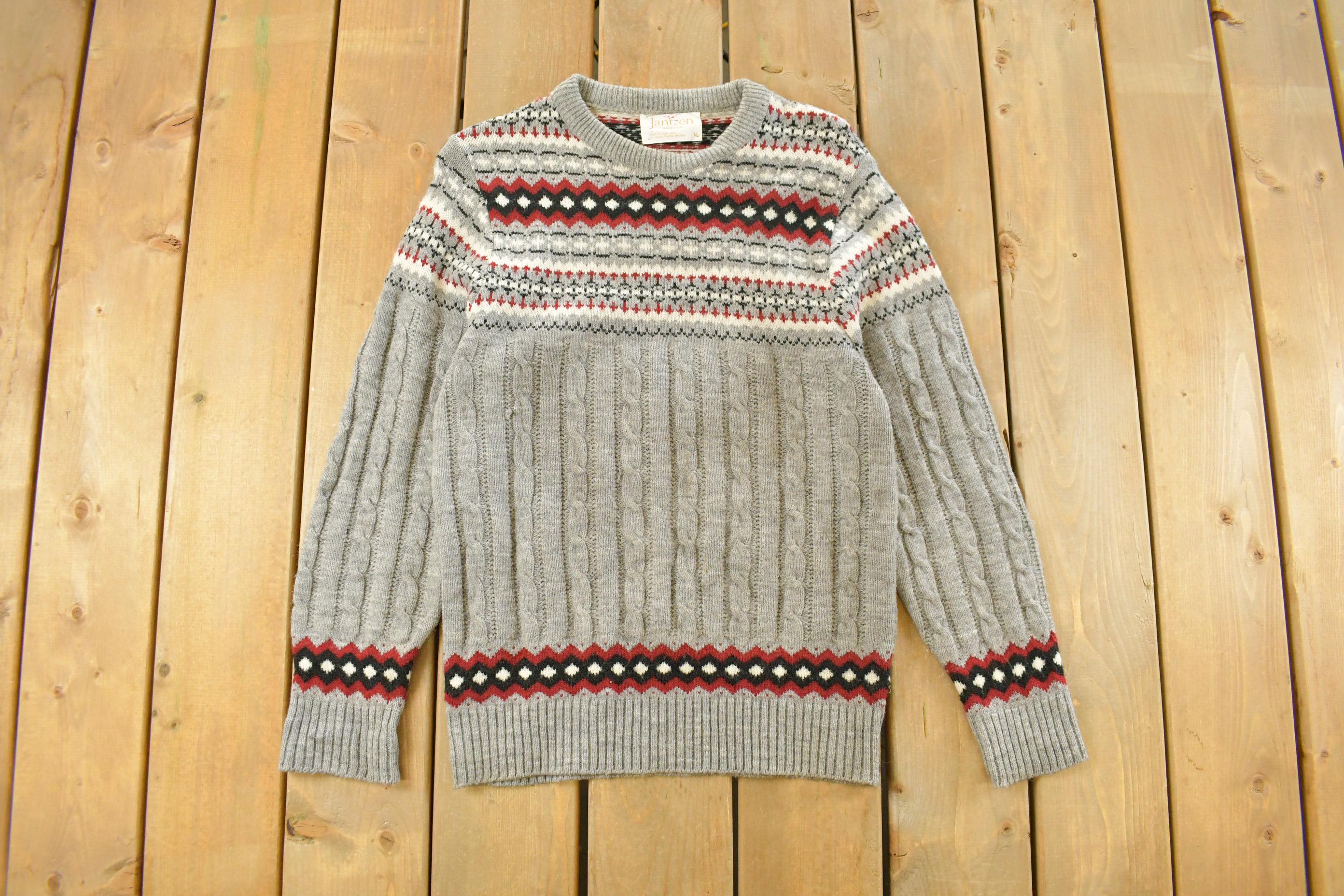 Vintage 1980s Jantzen Knit Crewneck Sweater Men's Small