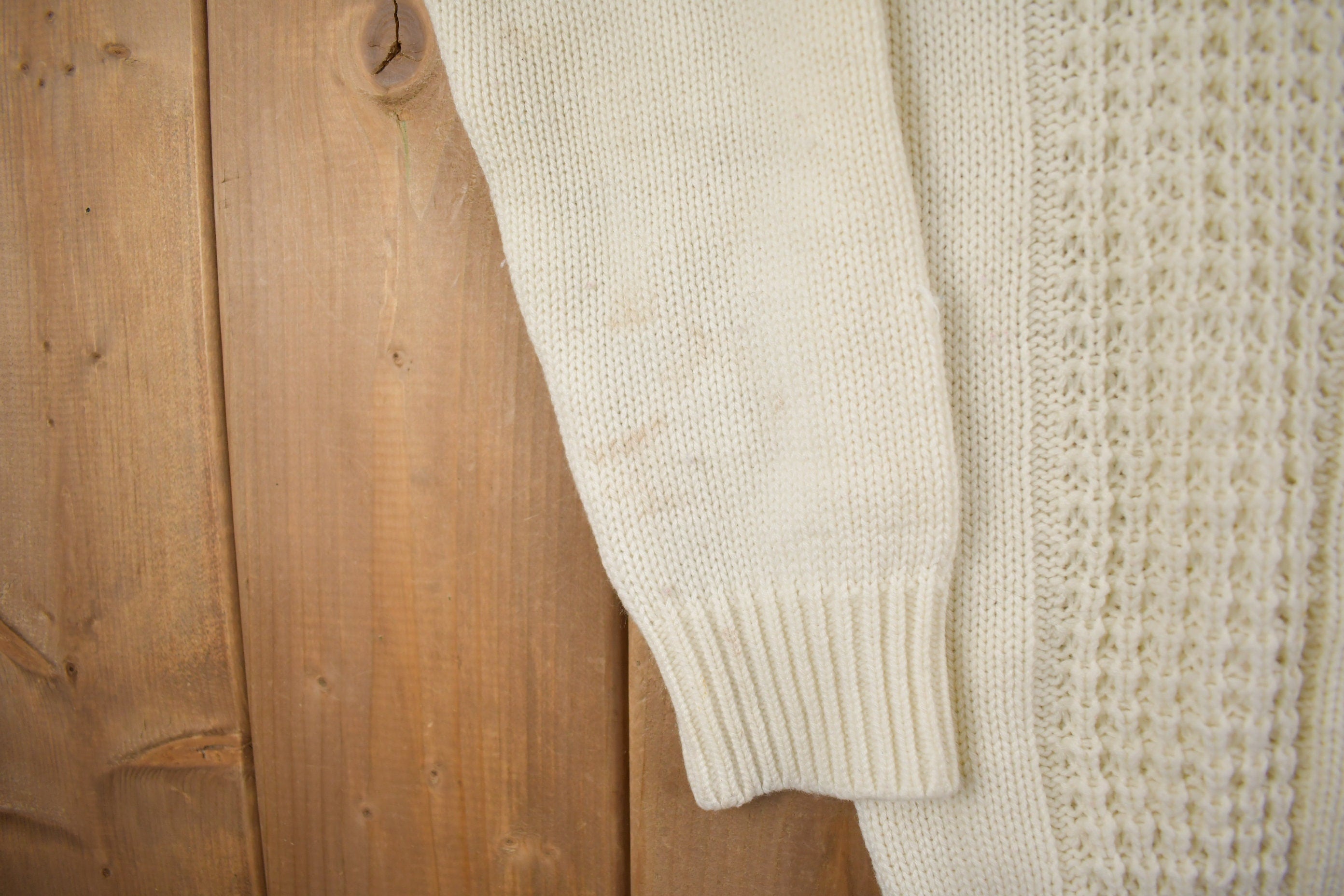 Vintage 1980s Cable Knit Acrylic Cardigan Sweater