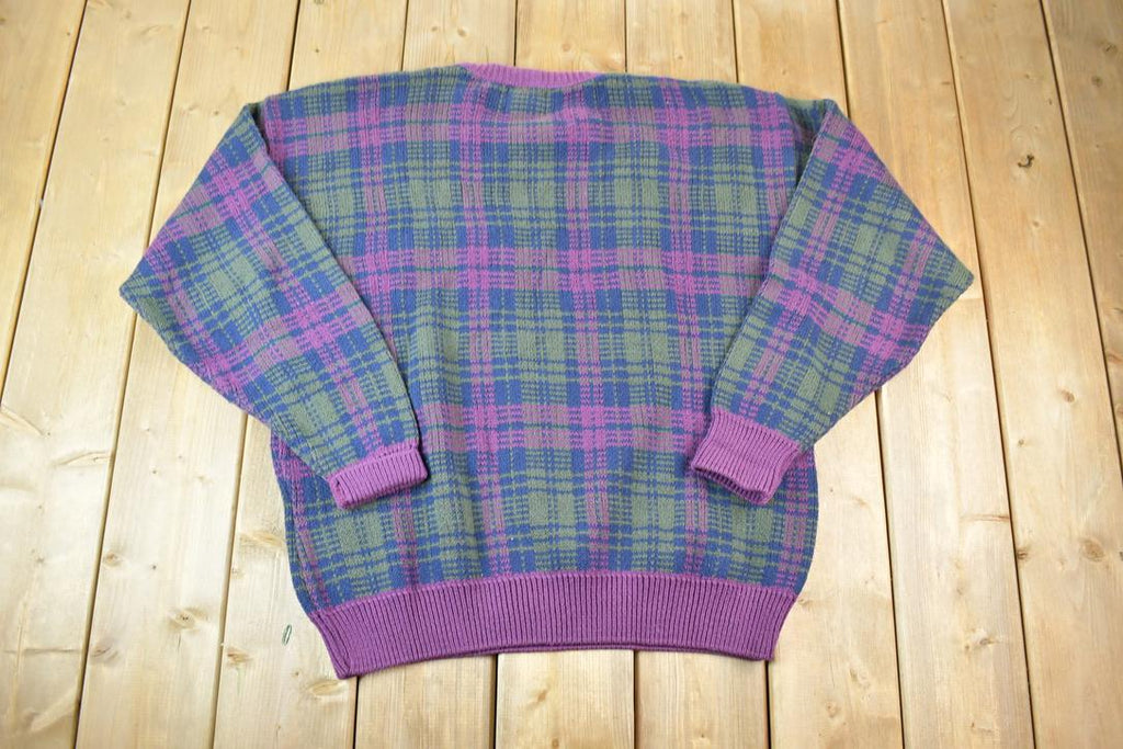 Vintage 1990s Field Gear Knit Abstract Pattern Crewneck Sweater Made In USA