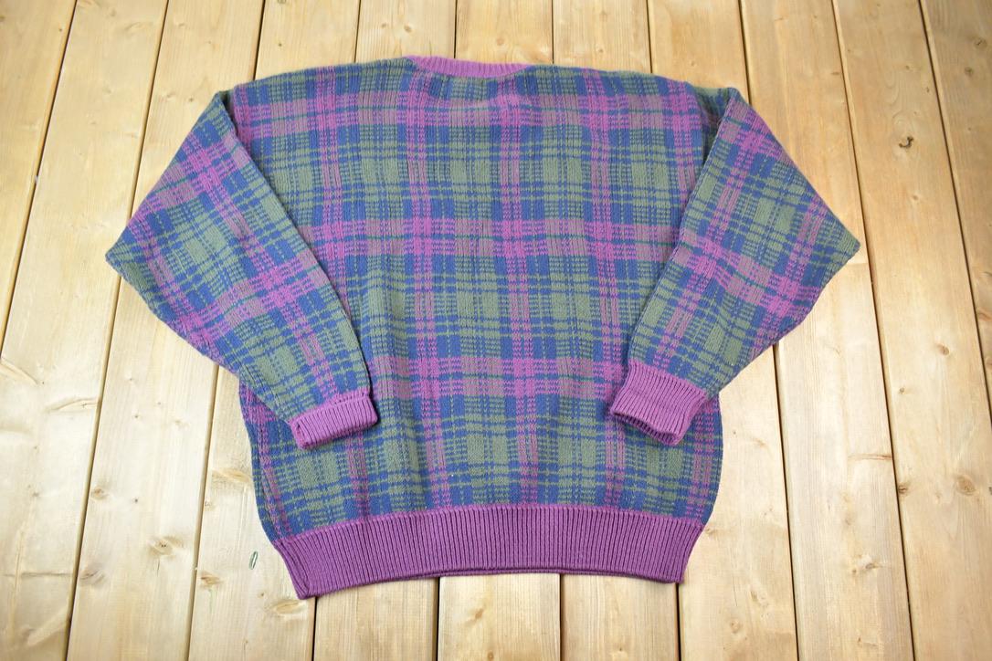 Vintage 1990s Field Gear Knit Abstract Pattern Crewneck Sweater Made In USA