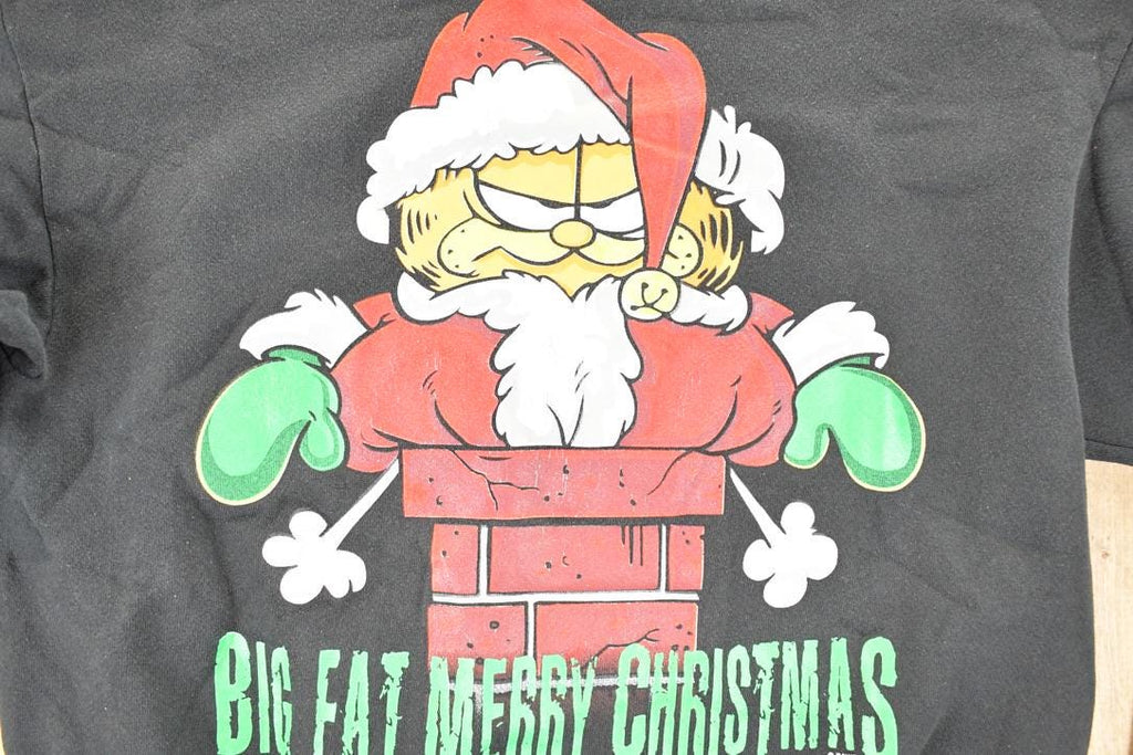 Vintage 1990s Garfeild Big Fat Merry Christmas Cartoon Comedy Crewneck Sweatshirt Men's L