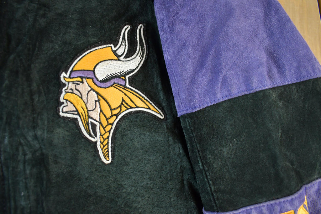 Vintage 2000s Minnesota Vikings Leather Letterman Jacket Mens Medium