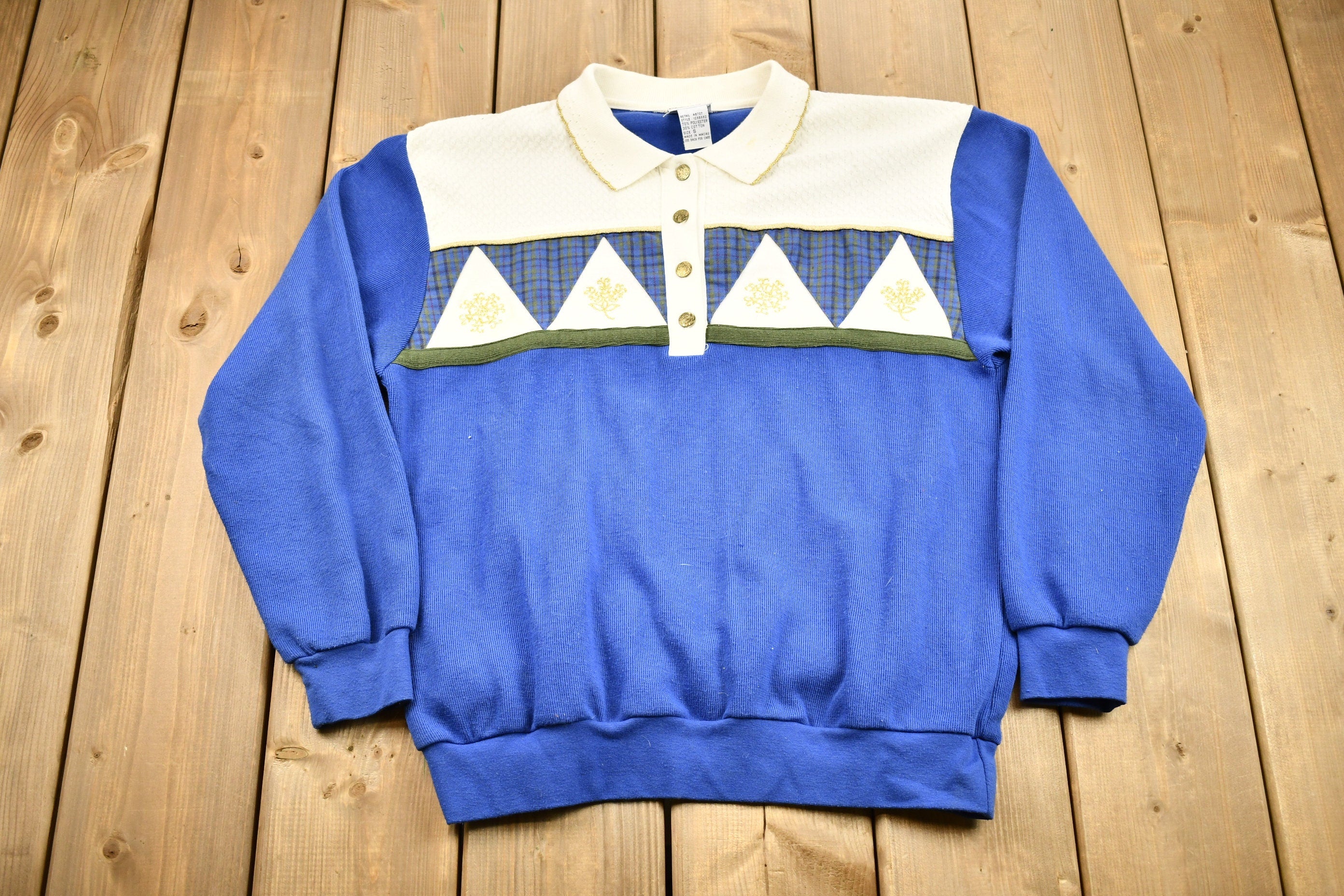 Vintage 1990s Koret Color Block Quarter Button Sweater