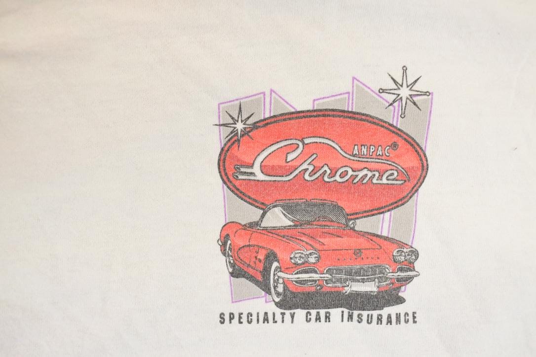 Vintage 1990s Chrome Car Insurance Souvenir Classic Cars T-Shirt Men's L
