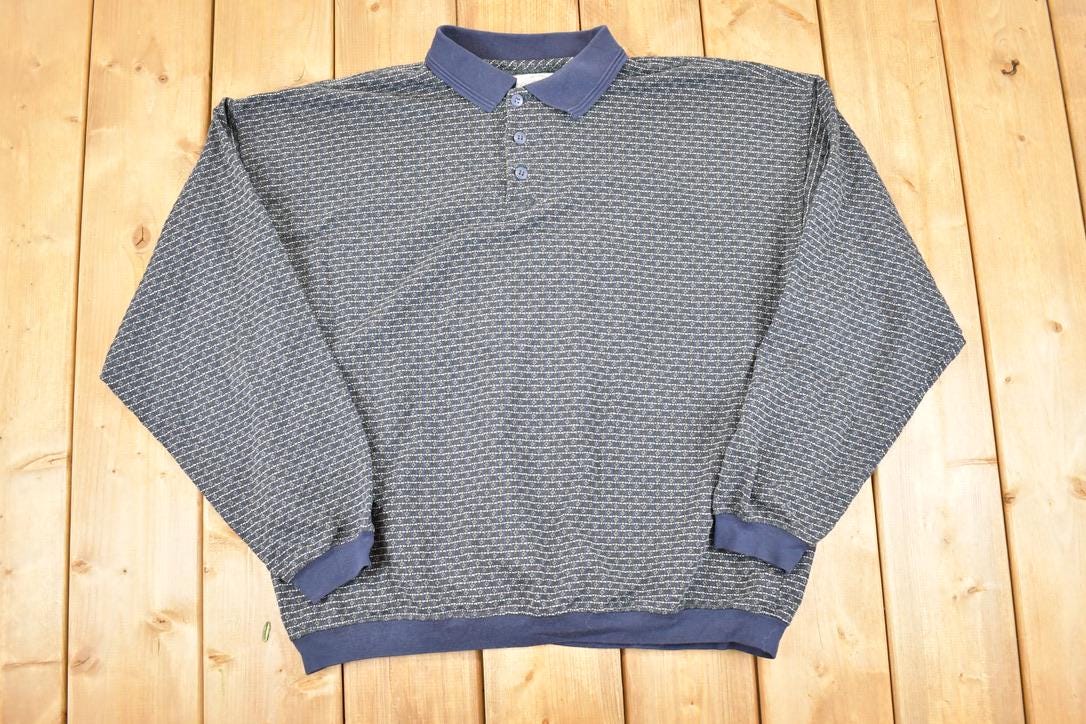 Vintage 1990s Greenlines International Quarter Button Knit Sweater Men's L