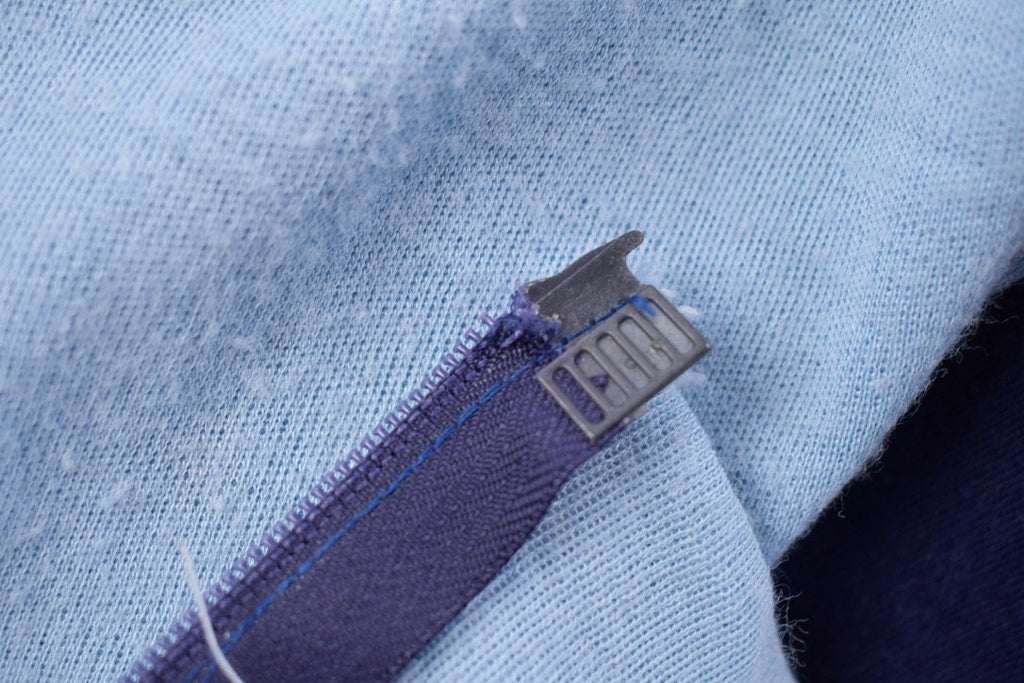 Vintage 1990s Blank Blue Colour Block Zip Up Sweatshirt