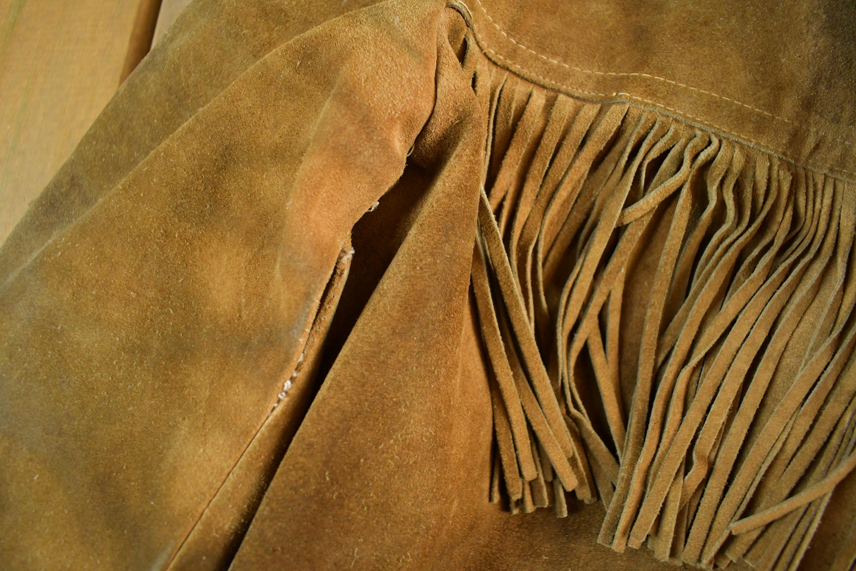 Vintage 1980s Genuine Leather Western Fringe Jacket Adult Medium