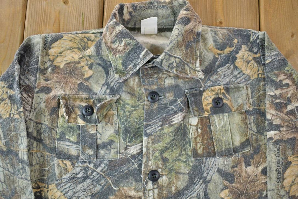 Vintage 1990s Tree Camo Youth Flannel Button Up Shirt  1990s Button Up  Vintage Flannel  Plaid Shirt  Button Down