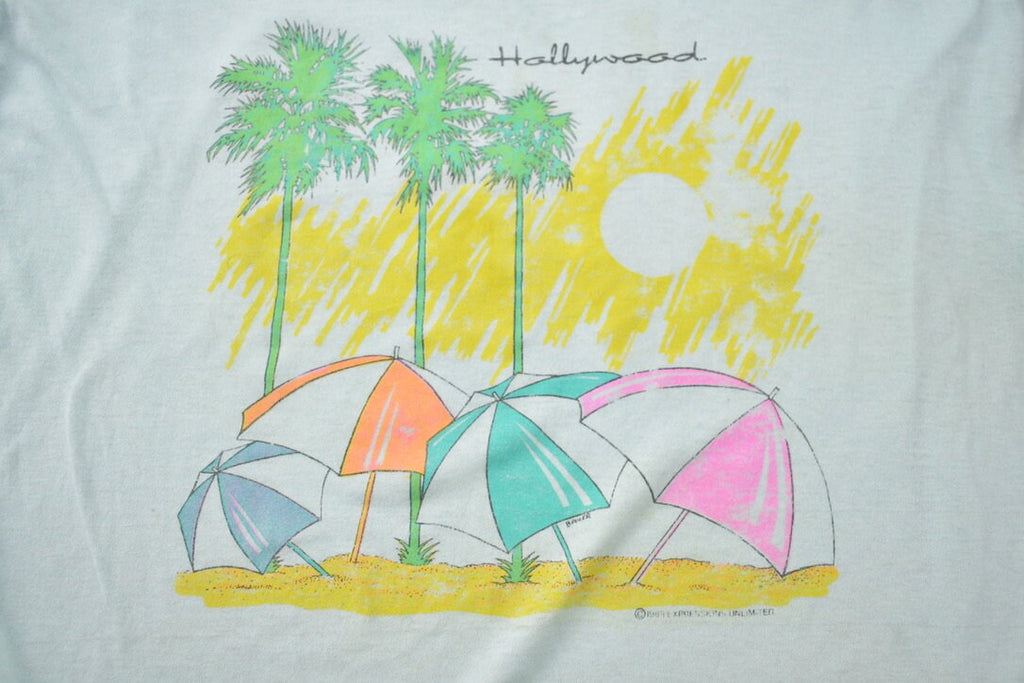 Vintage 1989 Hollywood Beach Graphic Sleeveless T-Shirt