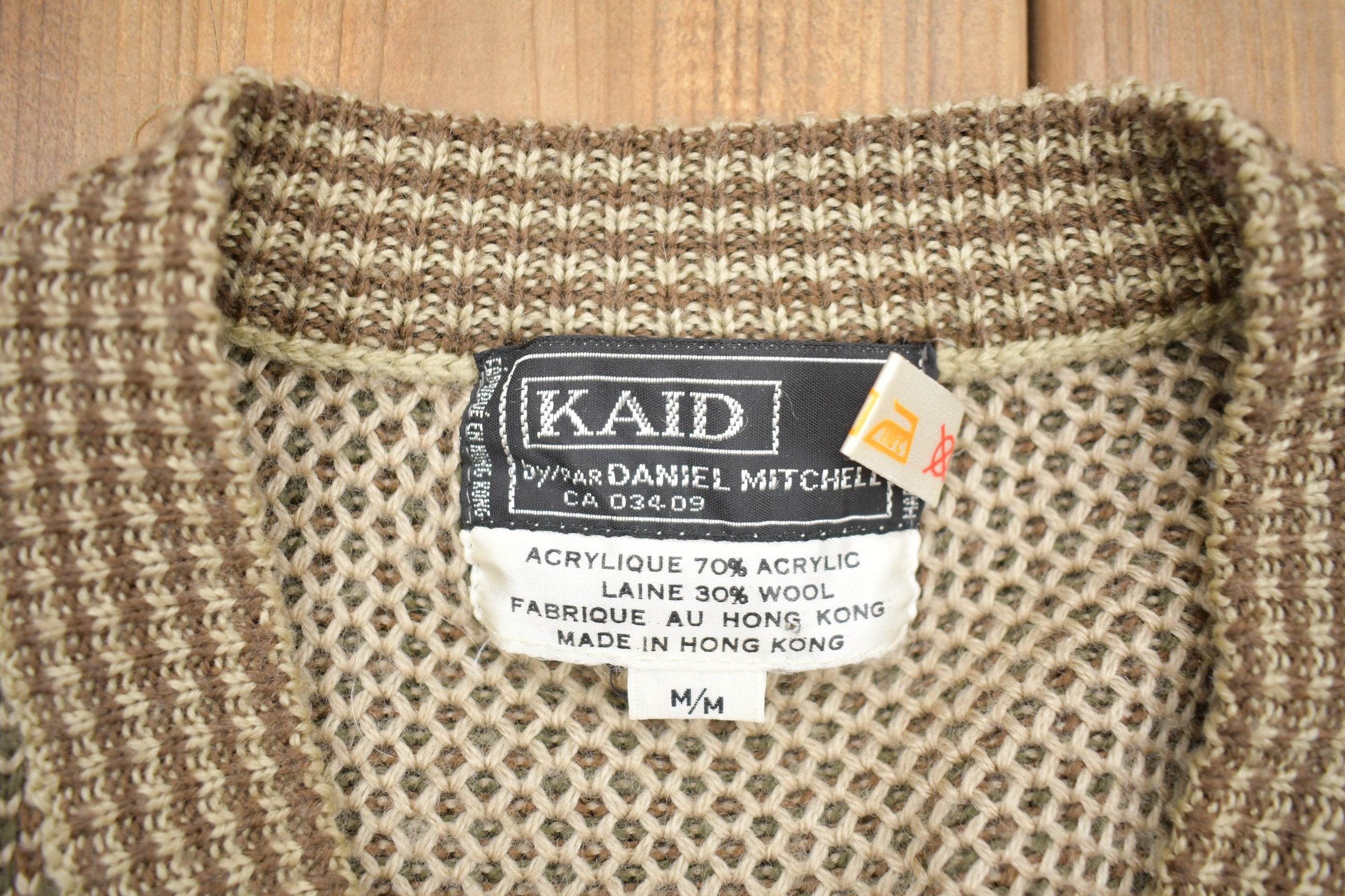 Vintage 1980s Kaid Daniel Mitchell Wool Knit Sweater