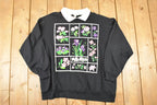 Vintage 1990s Alyssa Anne Floral Graphic Print Collared Sweatshirt Women's L