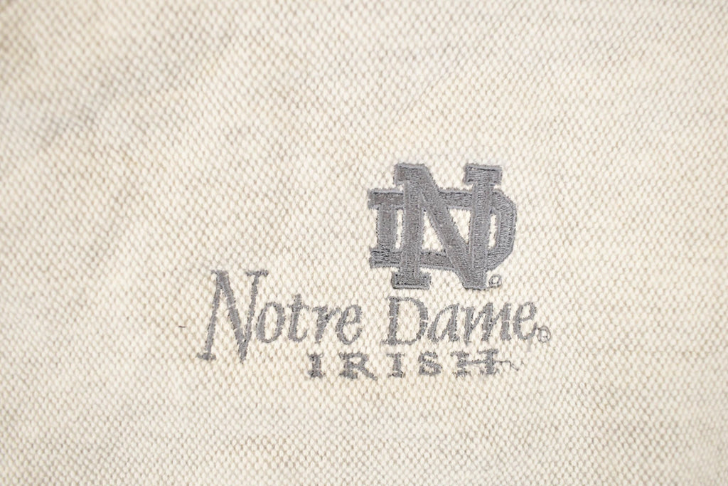 Vintage 1990s Notre Dame Embroidered University V Neck Sweatshirt Men's L