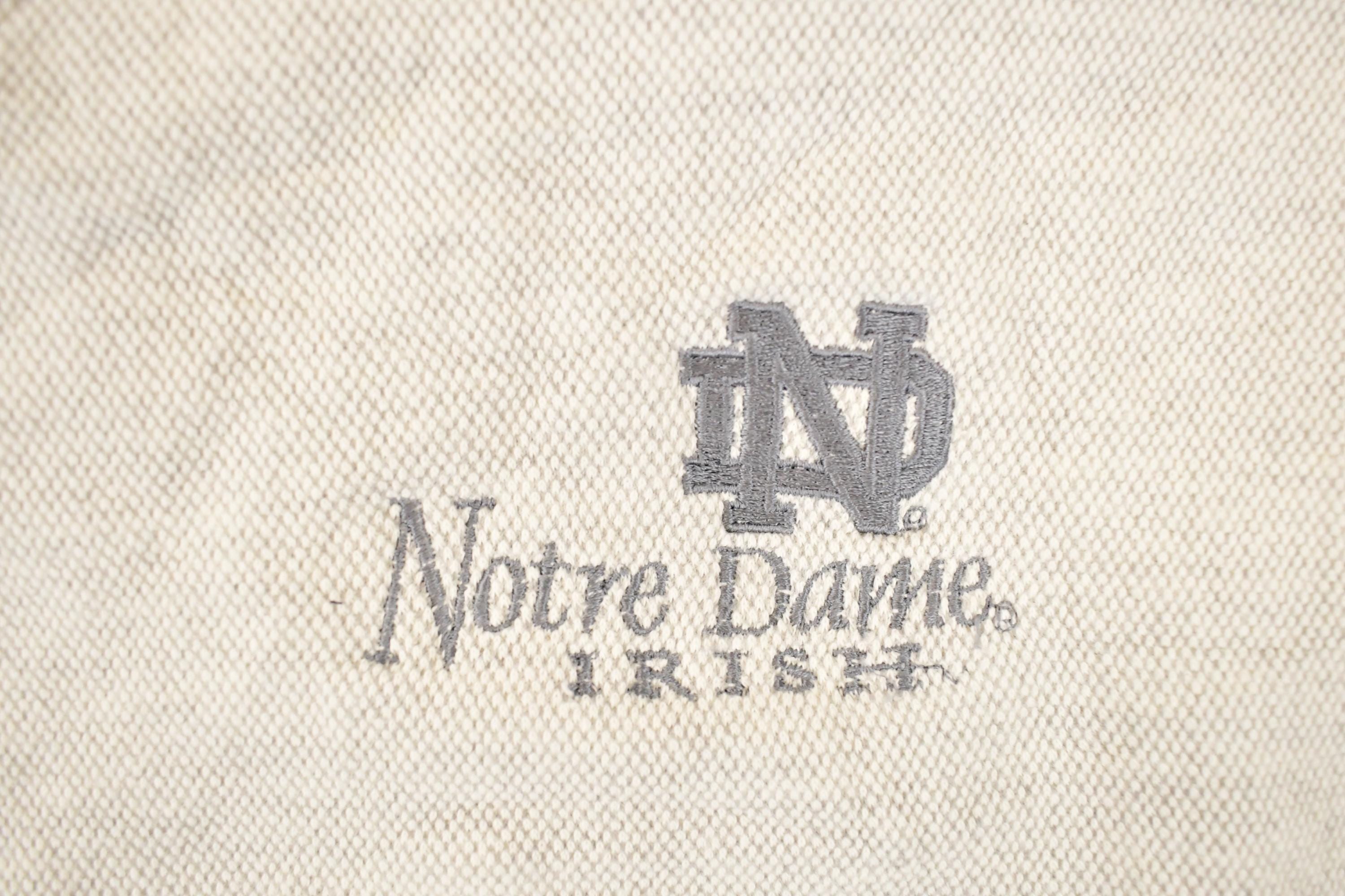 Vintage 1990s Notre Dame Embroidered University V Neck Sweatshirt Men's L