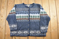 Vintage 1990s festive Cable Knit Button up Crewneck Sweater