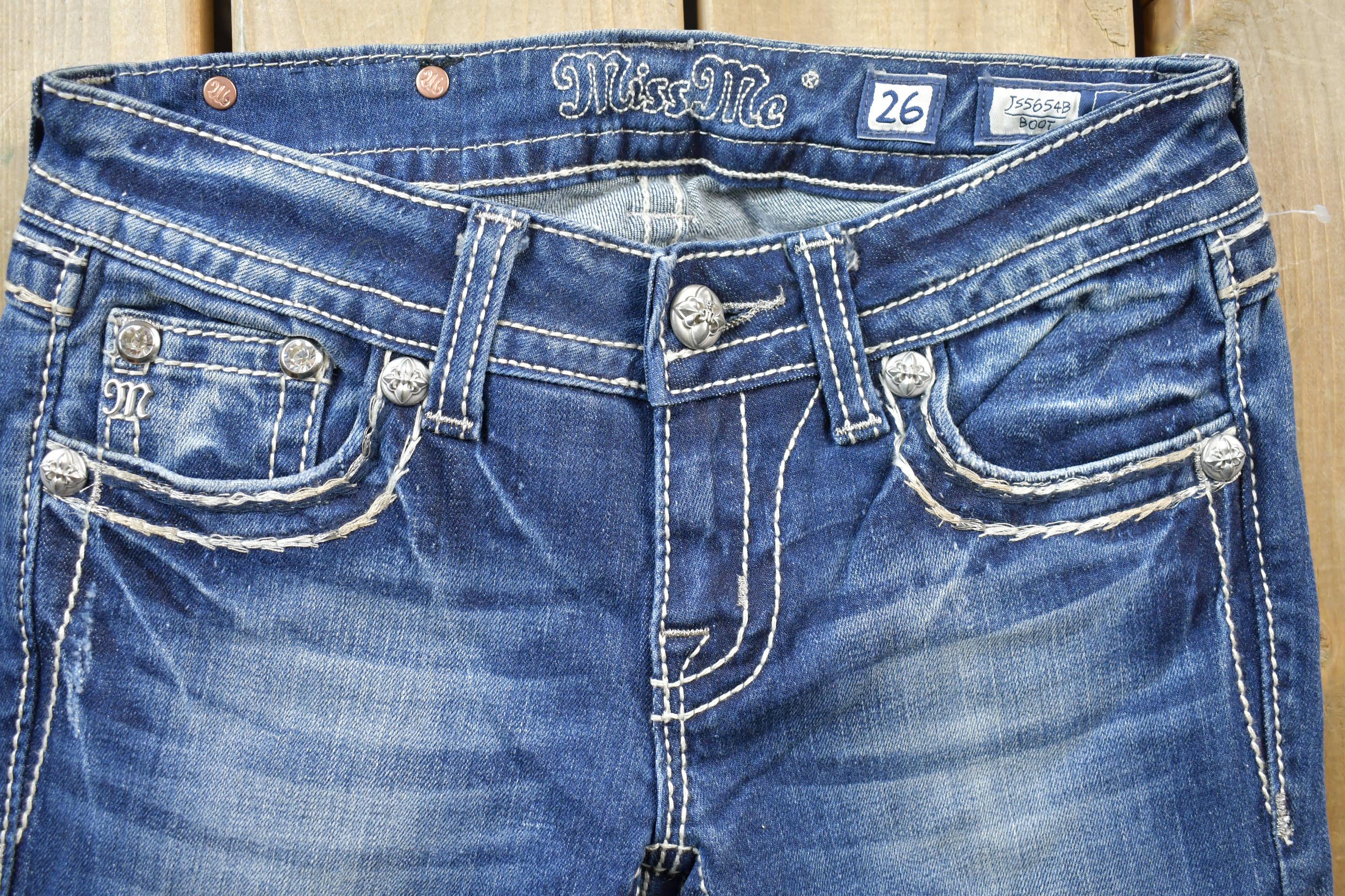 Vintage Y2K Miss Me Bedazzled Low Rise Jeans Size 26x32