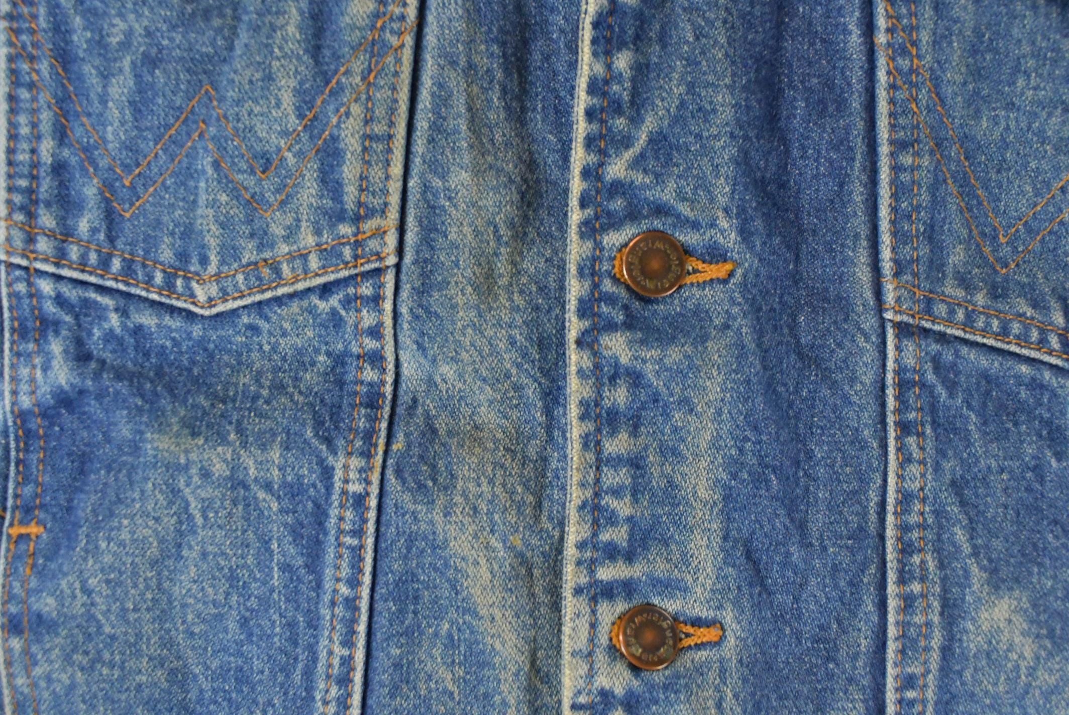 Vintage 1980s Wrangler Western Wear Blanket Lined Denim Jean Jacket Men's M